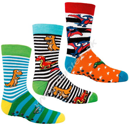 SOCKS4FUN detské teplé ponožky so vzorom s ABS W-3134-dino