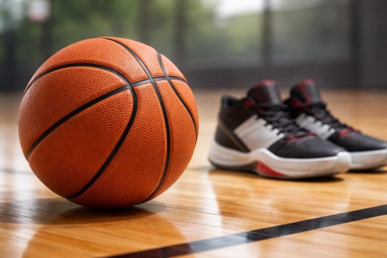 - Hráč vyberá basketbalovú loptu a obuv s dôrazom na parametre.