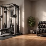 Ilustrácia ukazuje multifunkčné fitness stroje, domáce cvičenie, výhody a nevýhody