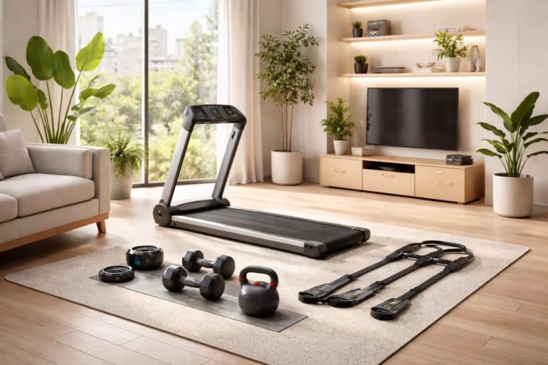 Kľúčové fitness pomôcky 2026, skladné, inteligentné, ekologické riešenia pre domácu posilňovňu