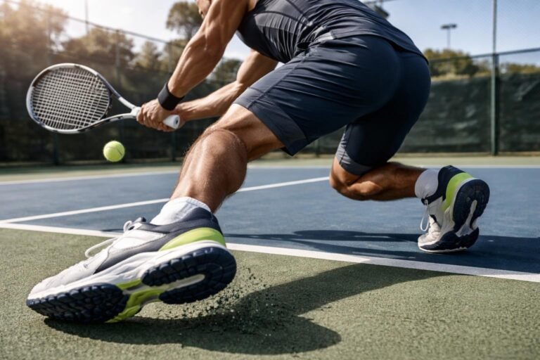 Hráči na kurte skúšajú obuv, gripy a kompresné doplnky pre komfort