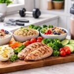 Proteínové raňajky pre fitness, jednoduché ingrediencie, rast svalov a regenerácia.