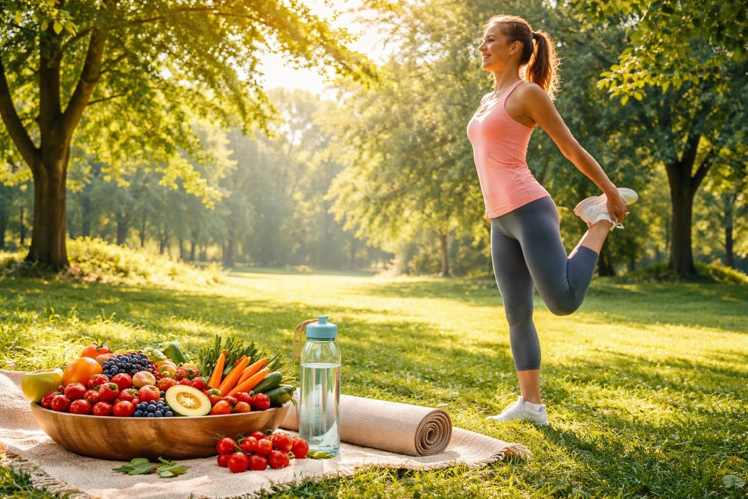 Aktívny človek cvičí vonku a sústredí sa na tukové zásoby.