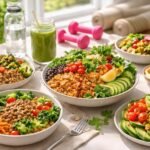 - Zobrazuje vegetariánsky fitness jedálniček, atletom pripravené jedlá a proteínové možnosti