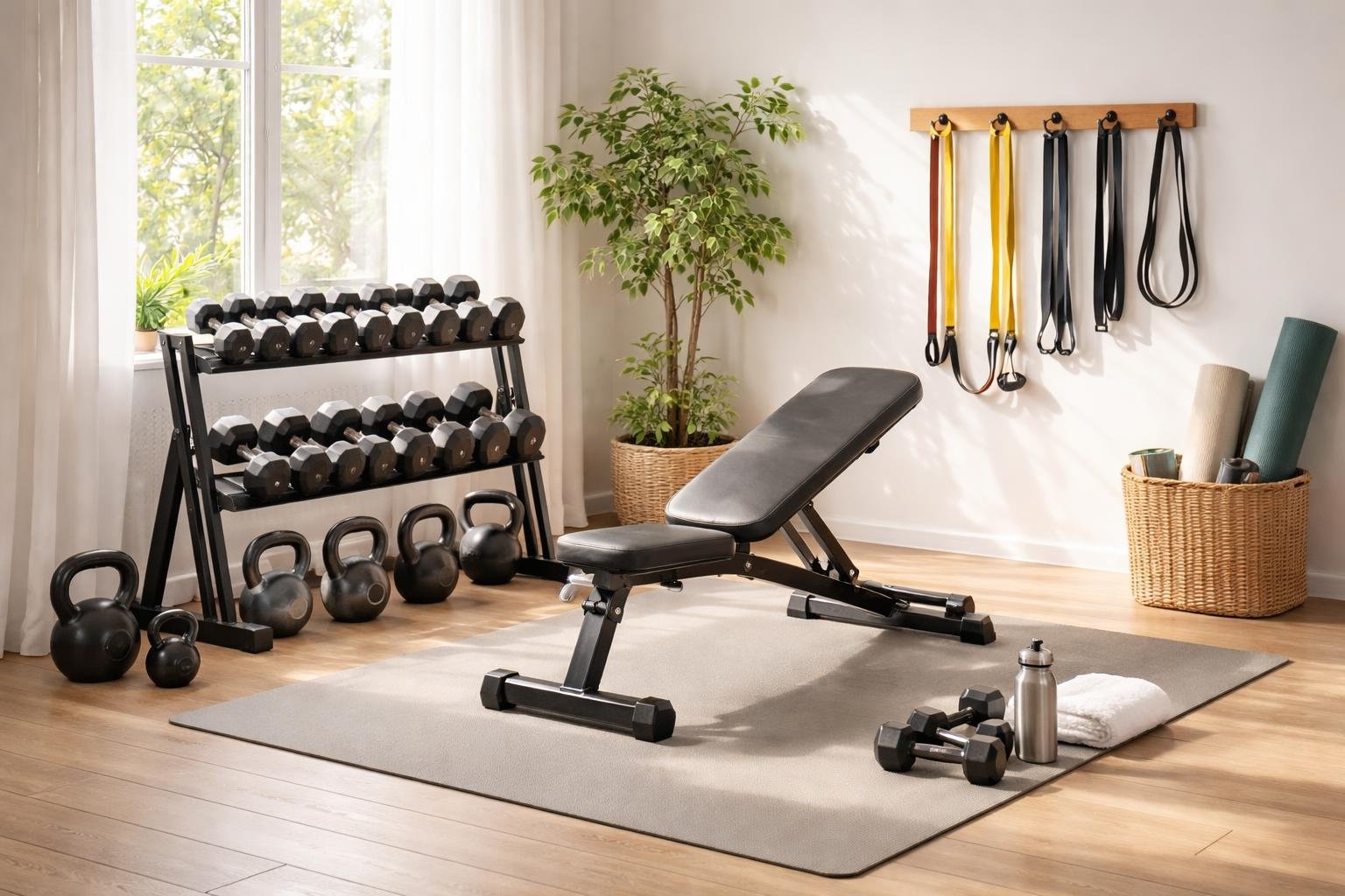 Rôzne domáce pomôcky na silu a vytrvalosť pre tréning doma.