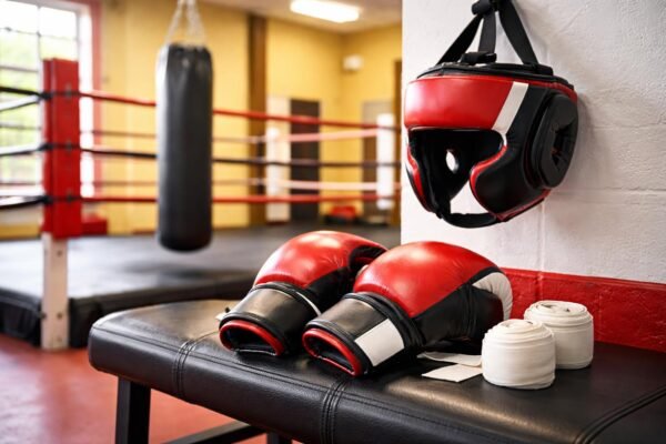 Základné boxerské vybavenie pre začiatočníkov; v tréningovej posilňovni; domáce použitie